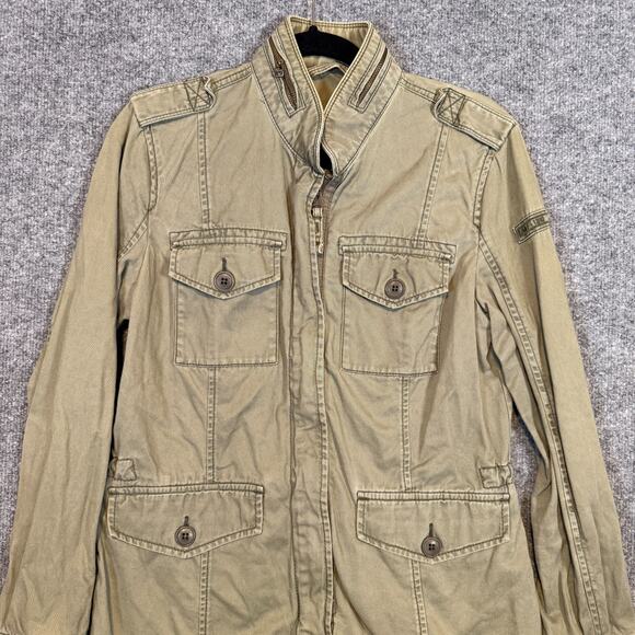 Abercrombie & Fitch Jacket Womens Medium Green Military Y2K Vtg Zip Up Pockets - Picture 4 of 10